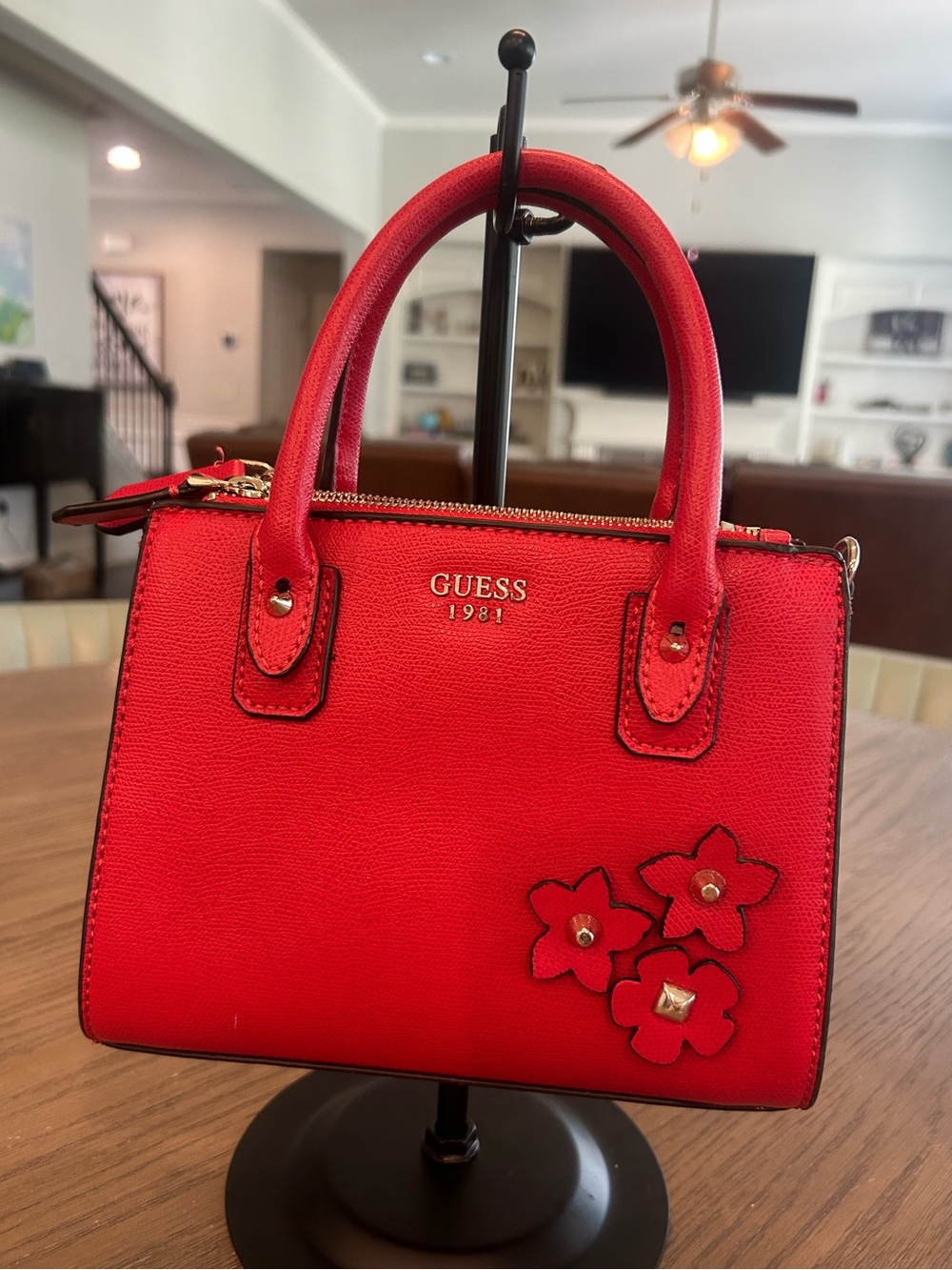 GUESS Red Floral Accent Mini Satchel